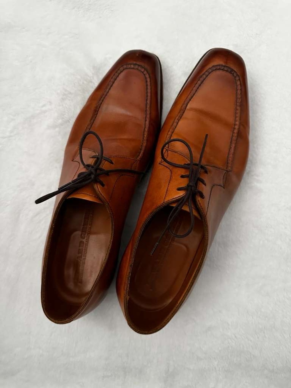 Men's Tan Leather Lace-Up Derby Shoes